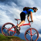 Abcnature 26" Men's Outroad Mountain Bike 21-Speed Folding Full Suspension Bicycle Red