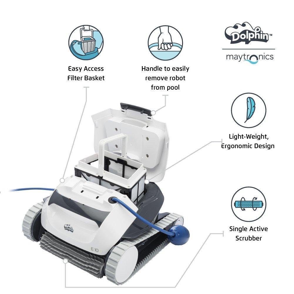dolphin e10 robotic automatic pool cleaner for above ground pools 99996133-usf