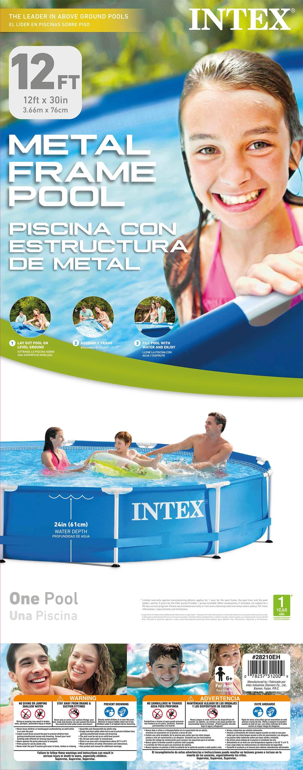 28210EH 12 Foot x 30 Inch Above Ground Swimming Pool (Pump Not Included)