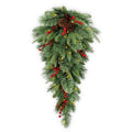 32 in. Feel Real Frosted Colonial Artificial Christmas Tear Drop with 300 Dual Color LED Cosmic Lights