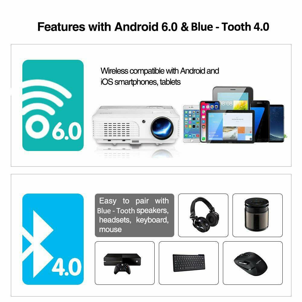5000lm smart android projector full hd home theater movie bt tv bundle bracket