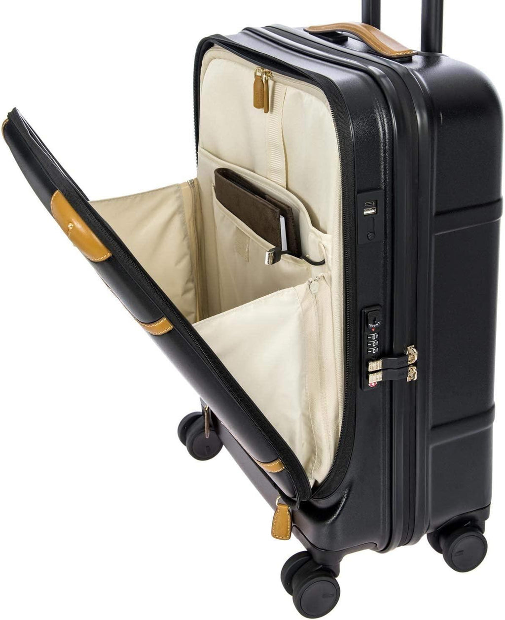 Bellagio 2.0 Spinner Trunk with Pocket - 21" Carry On Suitcase - TSA Approved Luggage - Black