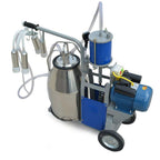 tfcfl electric milking machine, 25l 1440 rpm milking machine piston vacuum pump milking pump,milking equipment with stainless steel bucket single cow milking machine (style1)