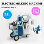 tfcfl electric milking machine, 25l 1440 rpm milking machine piston vacuum pump milking pump,milking equipment with stainless steel bucket single cow milking machine (style1)
