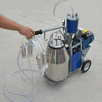 tfcfl electric milking machine, 25l 1440 rpm milking machine piston vacuum pump milking pump,milking equipment with stainless steel bucket single cow milking machine (style1)