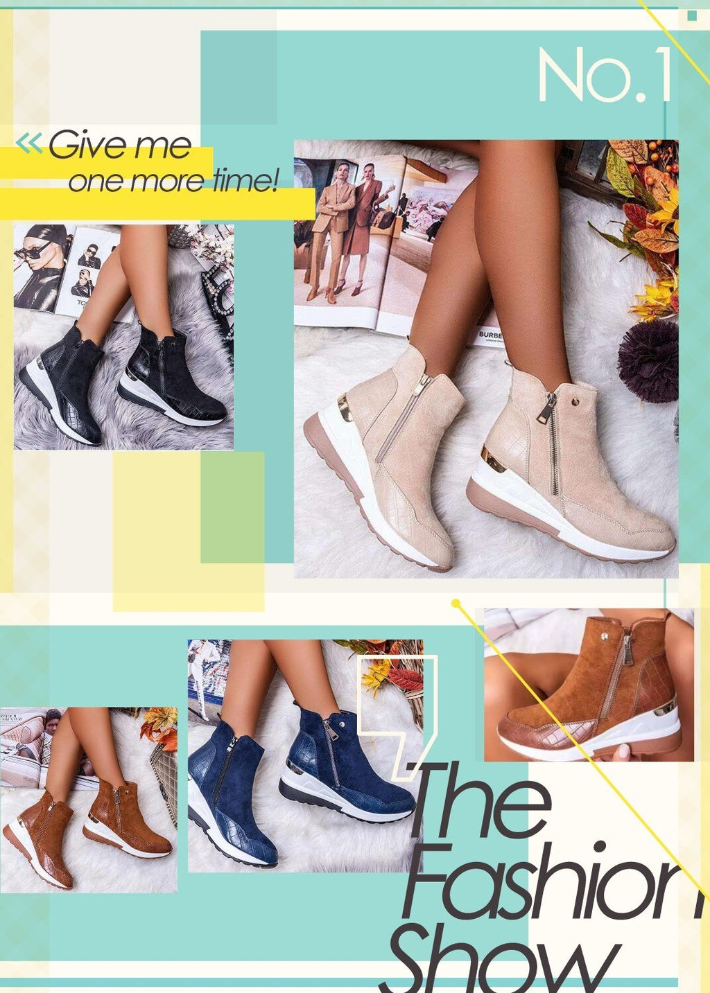 Ladies Comfortable Side Zipper Sports Boots