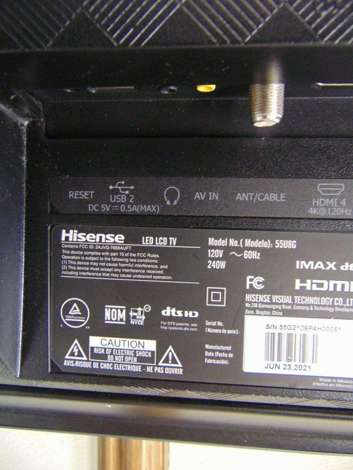 hisense - 55" class u8g series quantum 4k uled android tv