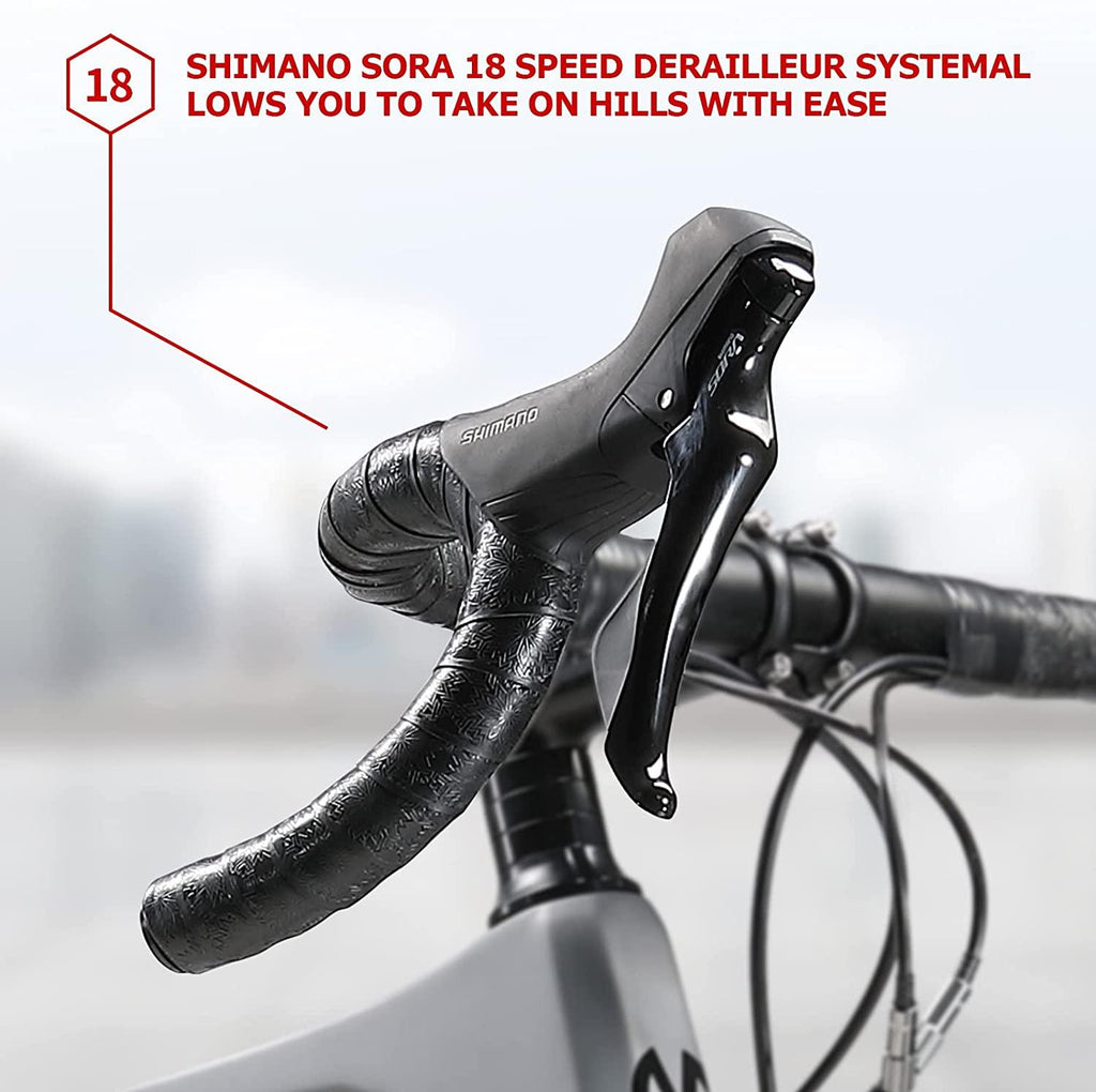 SAVADECK Carbon Gravel Road Bike, R3000 700C Carbon Fiber Bicycle with  SORA 18 Speeds Disc Brake Road Bike 40C CST Tires