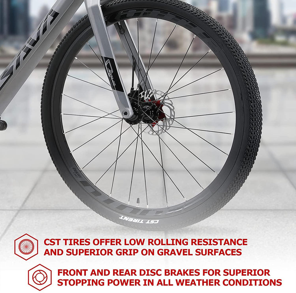 SAVADECK Carbon Gravel Road Bike, R3000 700C Carbon Fiber Bicycle with  SORA 18 Speeds Disc Brake Road Bike 40C CST Tires