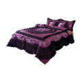 Midnight Bloom Floral Ruffle Faux Satin Comforter Set by Tache Home Fashion