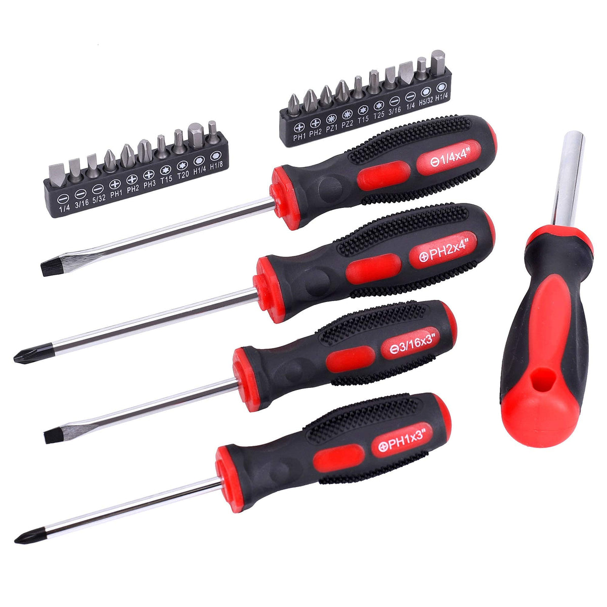 215-Piece Home Repairing Tool Set with 12-Inch Wide Mouth Open StoraBag, Household Hand Tool Kit,Red