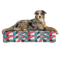Lunarable Geometric Dog Bed, Fractal Geometry Inspired Traditional Composition of Abstract Elements in Repeat, Dog Pillow with High Resilience Visco Foam for Pets, 32" x 24" x 6", Multicolor