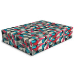 Lunarable Geometric Dog Bed, Fractal Geometry Inspired Traditional Composition of Abstract Elements in Repeat, Dog Pillow with High Resilience Visco Foam for Pets, 32" x 24" x 6", Multicolor