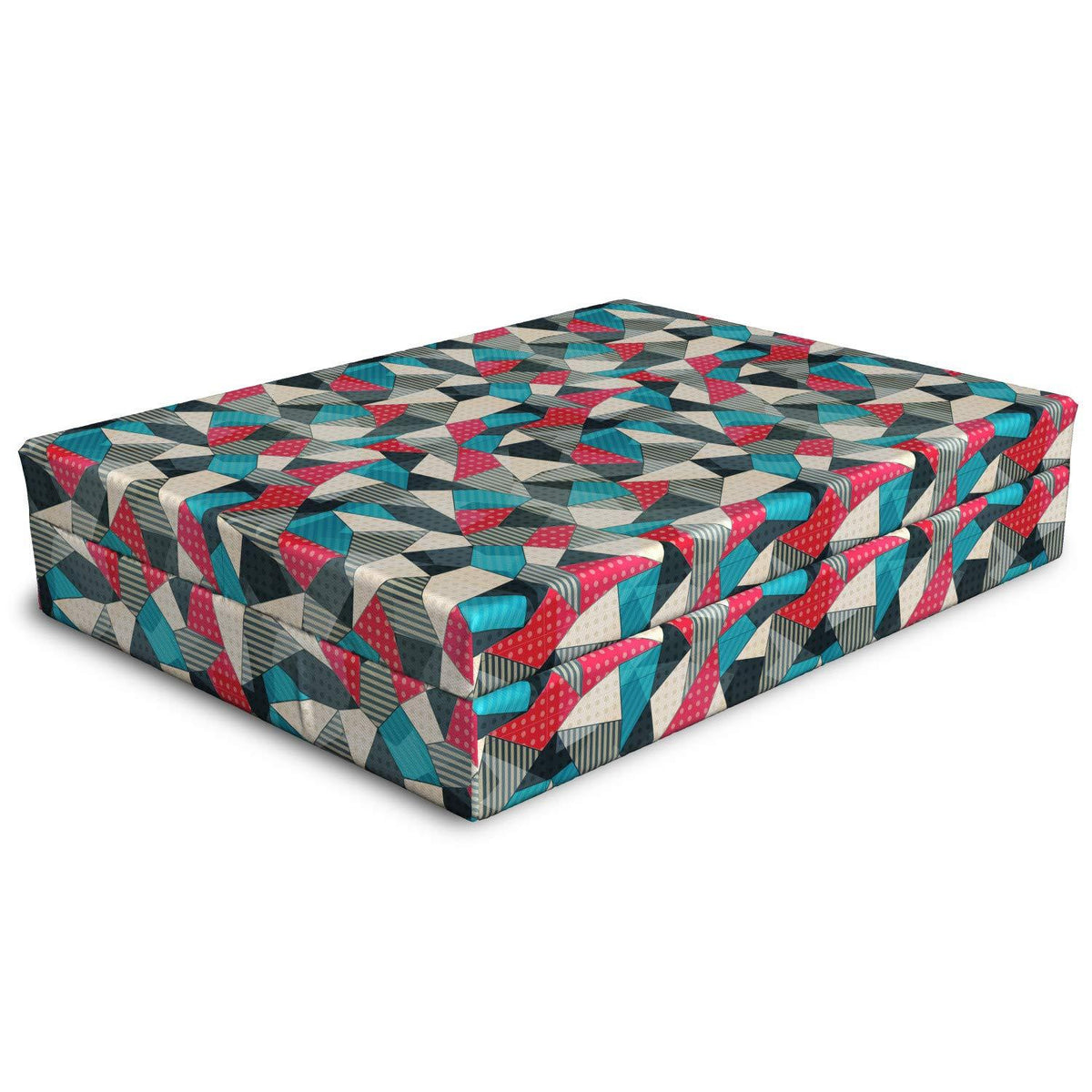 Lunarable Geometric Dog Bed, Fractal Geometry Inspired Traditional Composition of Abstract Elements in Repeat, Dog Pillow with High Resilience Visco Foam for Pets, 32" x 24" x 6", Multicolor