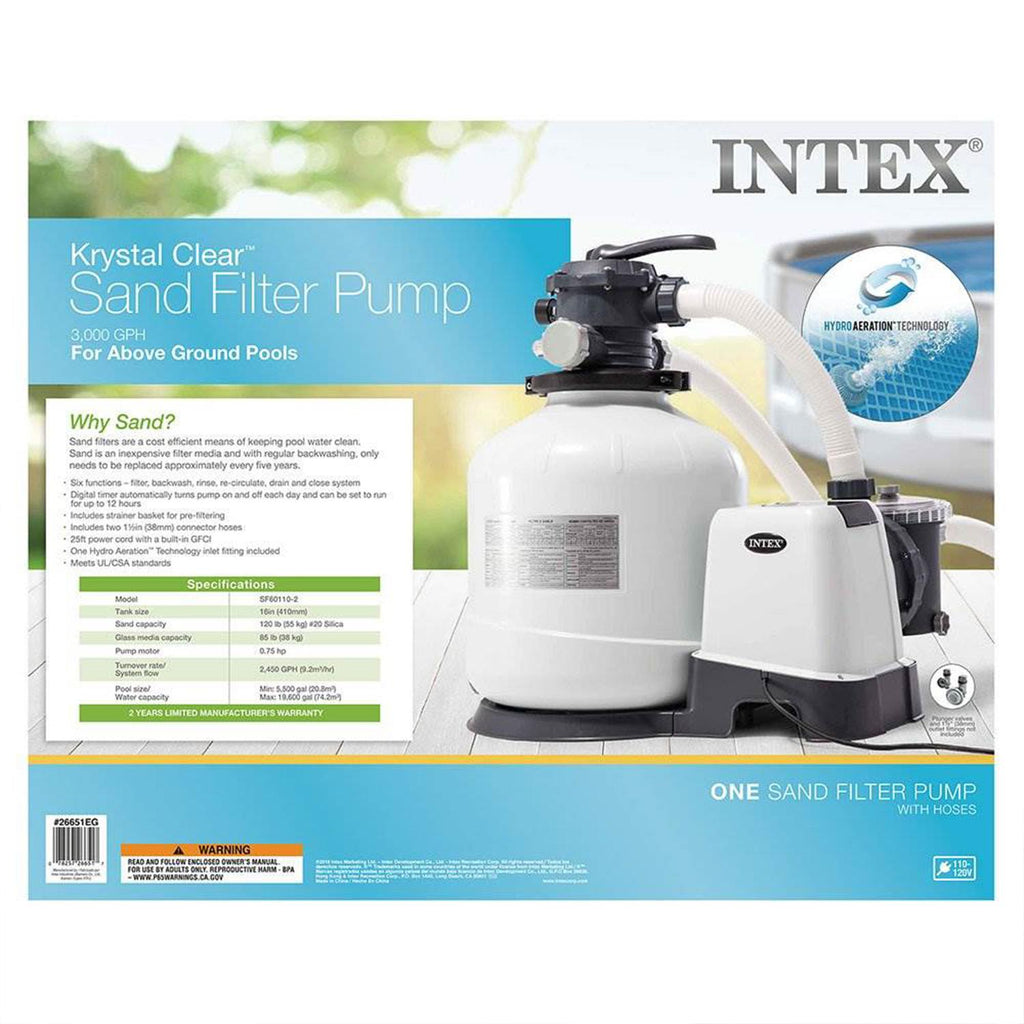 intex 3000 gph above ground pool sand filter pump w/ deluxe pool maintenance kit