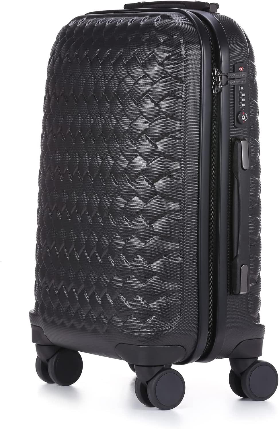 Le Maurice &amp; Co Carry On Luggage Bag - 20-Inch Hardshell Lightweight Rolling Suitcase, Parisian  Spinner Hardside Road Runner Travel with 8 Wheels TSA Lock (Mystic Black) Mystic Black