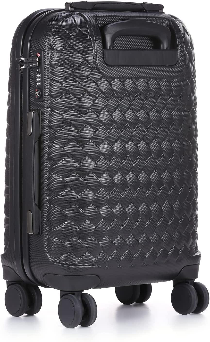 Le Maurice &amp; Co Carry On Luggage Bag - 20-Inch Hardshell Lightweight Rolling Suitcase, Parisian  Spinner Hardside Road Runner Travel with 8 Wheels TSA Lock (Mystic Black) Mystic Black