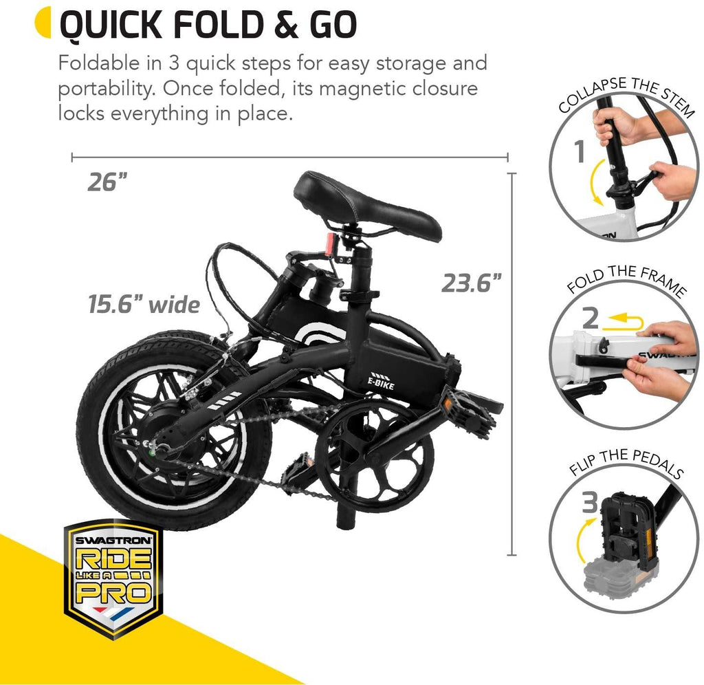 Swagtron Swagcycle EB5 Pro Plus Folding Electric Bike City eBike