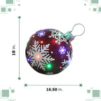 Fraser Hill Farm Indoor/Outdoor Oversized Christmas Decor w/ Long-Lasting LED Lights, 18-In. Jeweled Ball Ornament w/Snowflake  in Red