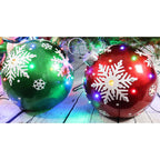 Fraser Hill Farm Indoor/Outdoor Oversized Christmas Decor w/ Long-Lasting LED Lights, 18-In. Jeweled Ball Ornament w/Snowflake  in Red