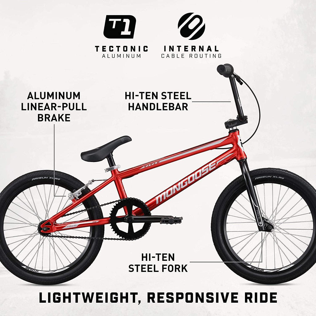 Mongoose Title Micro, Mini, Junior, Pro and  BMX Race Bike, 20-Inch Wheels, Beginners to Intermediate Riders, Lightweight Aluminum Frame, Internal Cable Routing