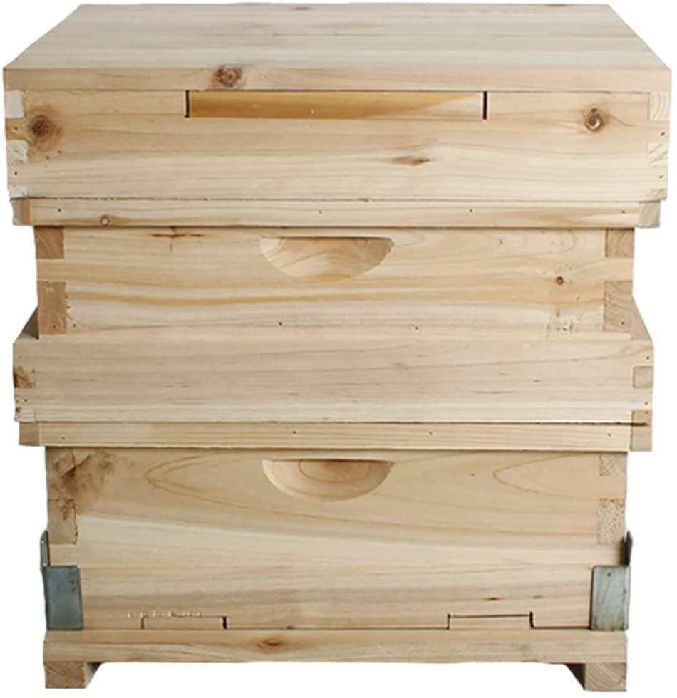beehive, 10 frame wood bee house box, beekeeping supplies equipment tool, w/base wood complete honey bee hives kit, for beekeeper starter (color : primary color, size : 10 frame+10 base)