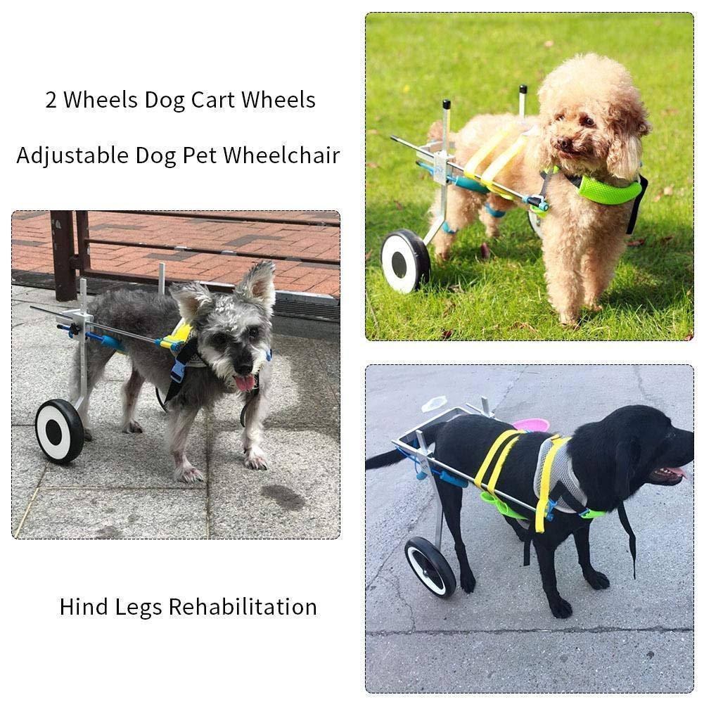 CHZHUTUI Adjustable Dog Wheelchair - (2 Rounds) Dog Pull Rod Wheel Dog WalFoot Scooter Disabled Dog Assisted Hind Leg Rehabilitation Leg Exercises, Dog, Cat, Scooter (Size : L)