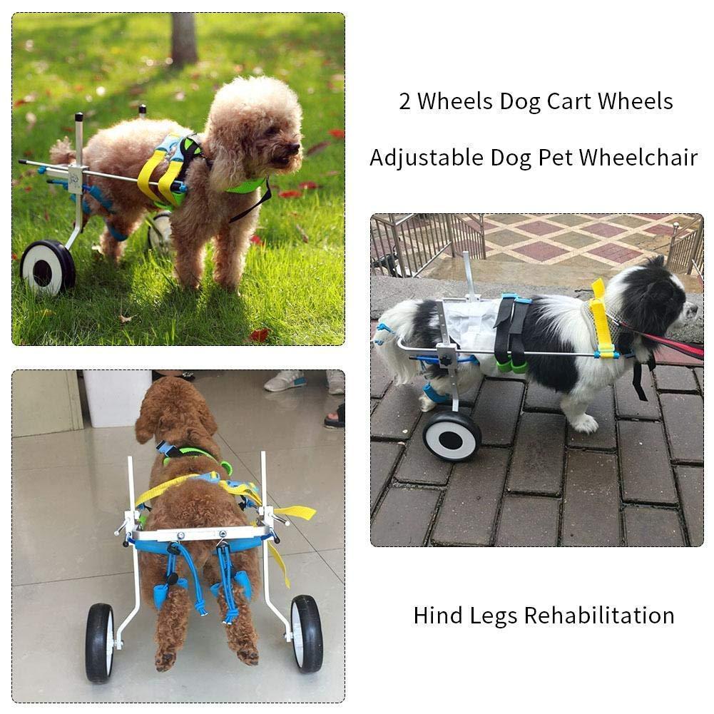 CHZHUTUI Adjustable Dog Wheelchair - (2 Rounds) Dog Pull Rod Wheel Dog WalFoot Scooter Disabled Dog Assisted Hind Leg Rehabilitation Leg Exercises, Dog, Cat, Scooter (Size : L)