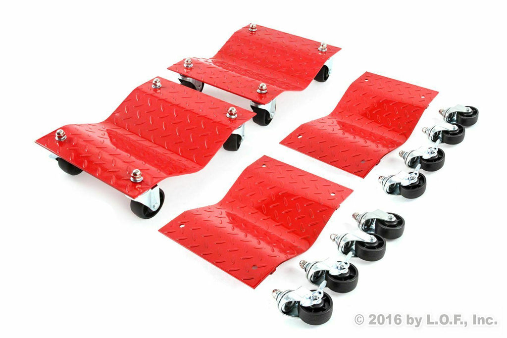 Set of (4) Auto Dolly Car Dolly Wheel Tire 12"x16" Skate 6000lb Repair Slide
