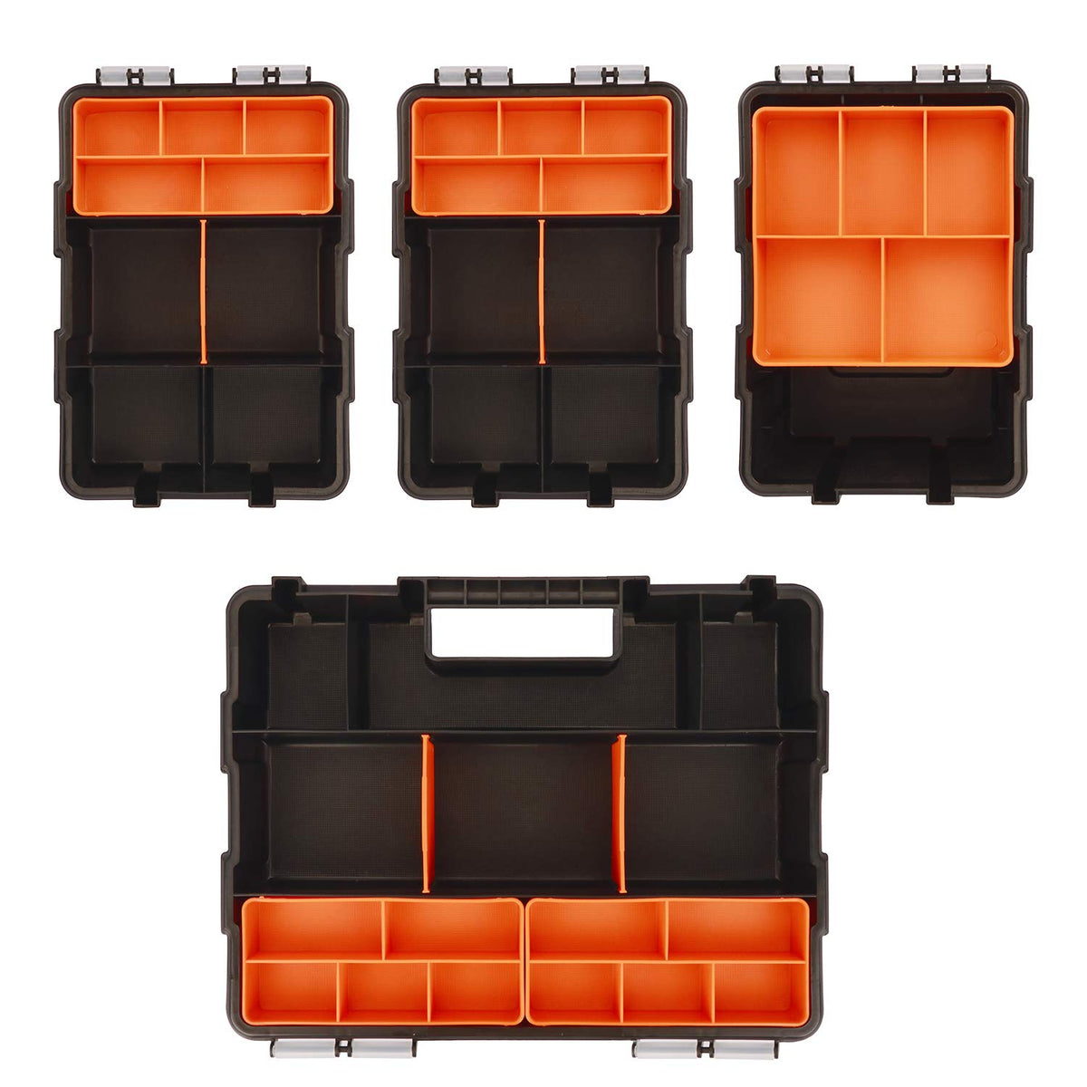 Hardware & Parts Organizers, 4 Piece Set Toolbox, Compartment Small Parts Organizer, Versatile and Durable StoraTool Box