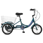 FICISOG 17 Color 16 Inch Tricycles 1 Speed 3 Wheel Bikes for 6-15 Years Old Children Kids Trikes Three-Wheeled Bicycles Cruise Trike with Shopping Basket