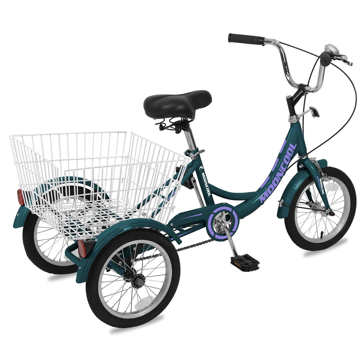 FICISOG 17 Color 16 Inch Tricycles 1 Speed 3 Wheel Bikes for 6-15 Years Old Children Kids Trikes Three-Wheeled Bicycles Cruise Trike with Shopping Basket