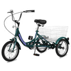 FICISOG 17 Color 16 Inch Tricycles 1 Speed 3 Wheel Bikes for 6-15 Years Old Children Kids Trikes Three-Wheeled Bicycles Cruise Trike with Shopping Basket