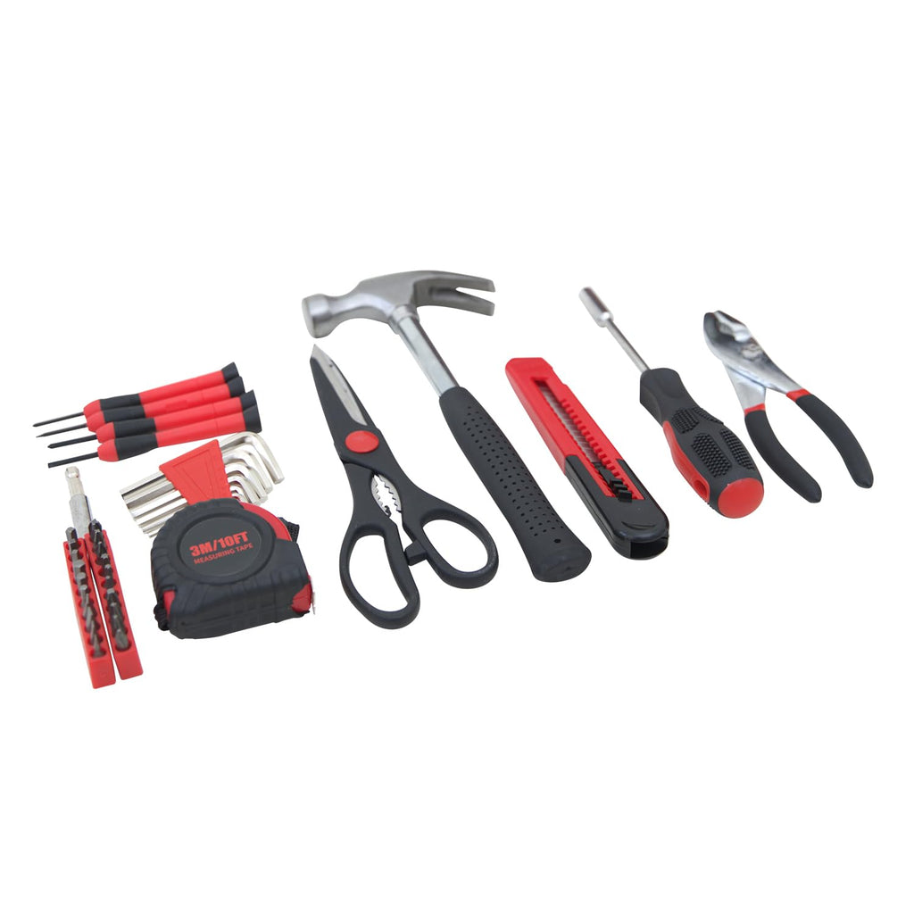 39-Piece Household Tools Kit Essential Home Repair Set with Plastic Toolbox Ideal for ColleStudents, Home Use & More