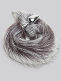 DOMINIX Deluxe Stainless Steel Medium Faux Silver Fox Tail Butt Plug, Silver