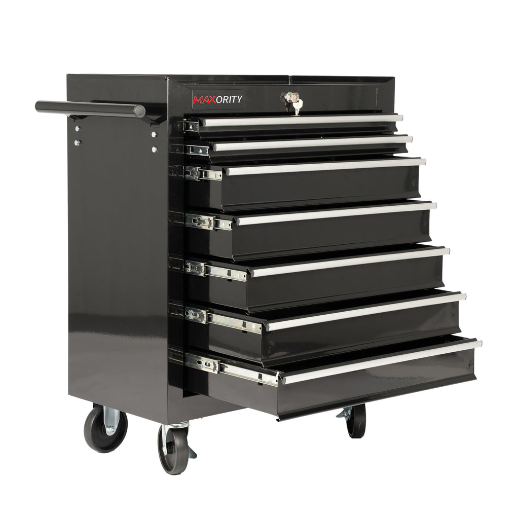 7-Drawer Heavy-Duty Rolling Tool Chest Cabinet with Lock Mobile Cart for Gara& Workshop, Black