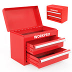 Mini Metal Tool Box with 2 Drawers and Top Stora| Cold Rolled Steel, Small Tool Chest, PVC Liners, PP Feet Pads, Drawer Liners & Magnetic Tabs