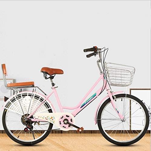 FRJINIE Womens Beach Cruiser Bike-26 Inch Unisex Classic Iron Bicycle with Basket Retro Bicycle Unique Art Deco Scooter,Road Bike,Seaside Travel Bicycle,Comfortable Commuter Bicycle
