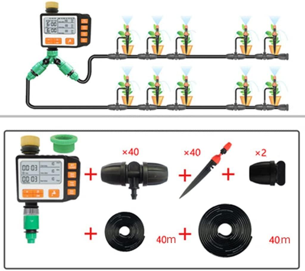 QFFL Programmable Water Timer Spray Watering Device, Irrigation , 3" Large Screen, Auto & Manual Mode, for Garden Lawn (Size : 40m)