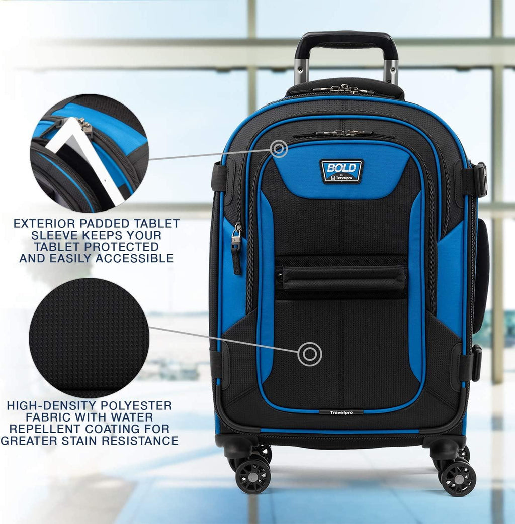 Bold-Softside Expandable Luggage with Spinner Wheels, Blue/Black, Carry-On 21-Inch