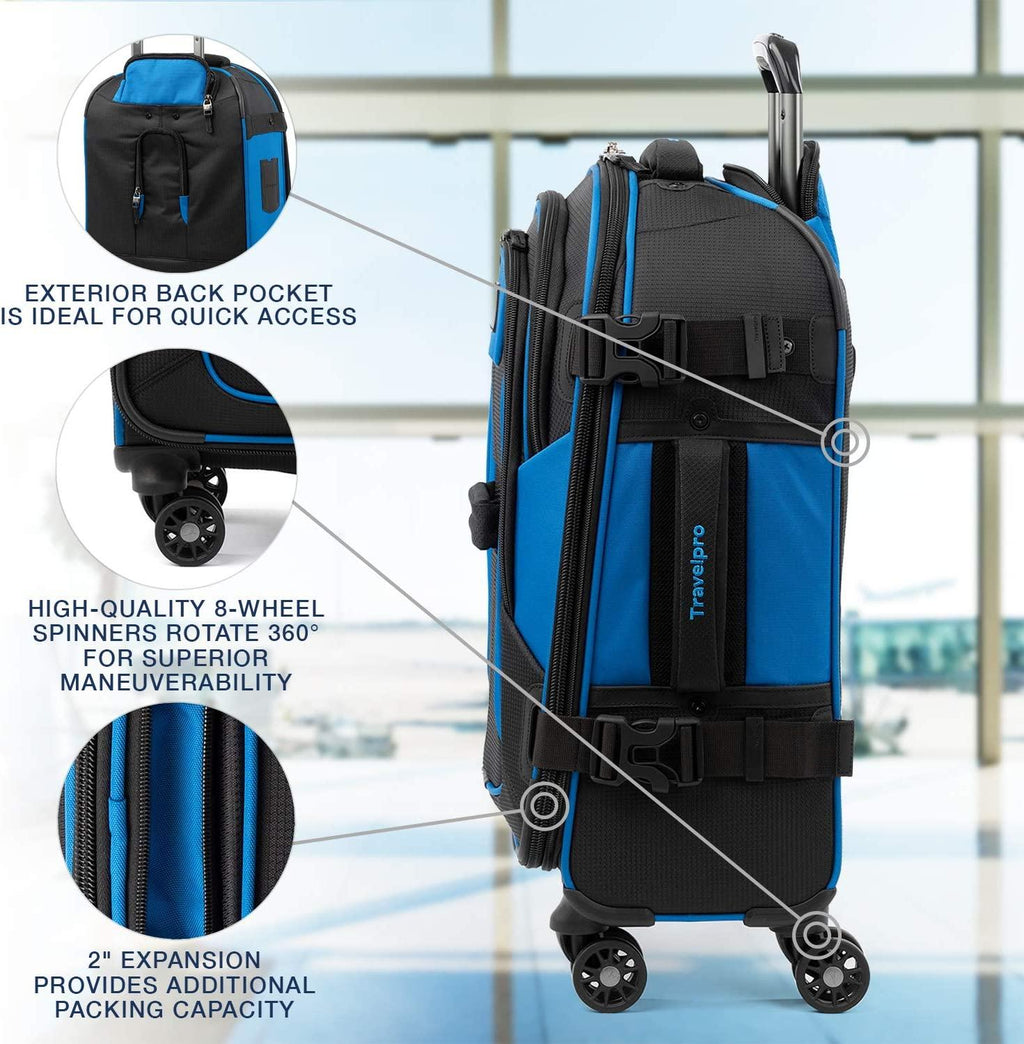 Bold-Softside Expandable Luggage with Spinner Wheels, Blue/Black, Carry-On 21-Inch