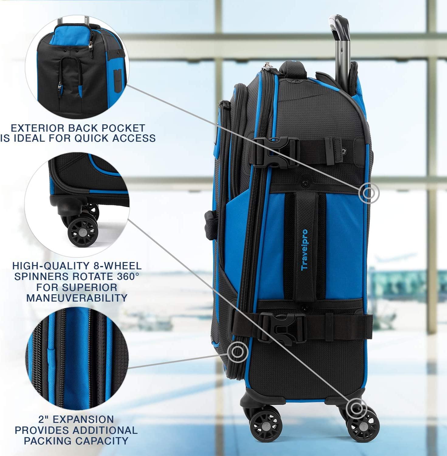 Bold-Softside Expandable Luggage with Spinner Wheels, Blue/Black, Carry-On 21-Inch