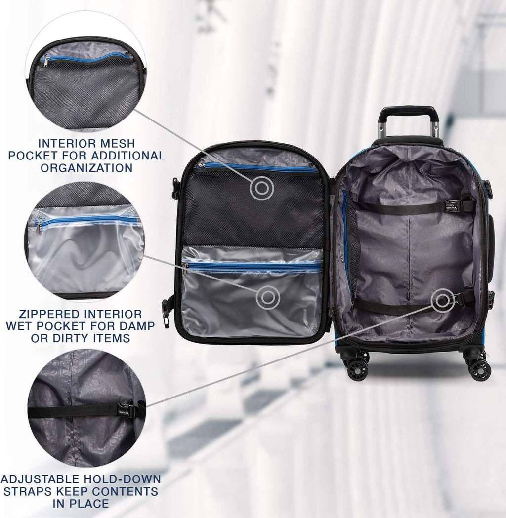 Bold-Softside Expandable Luggage with Spinner Wheels, Blue/Black, Carry-On 21-Inch