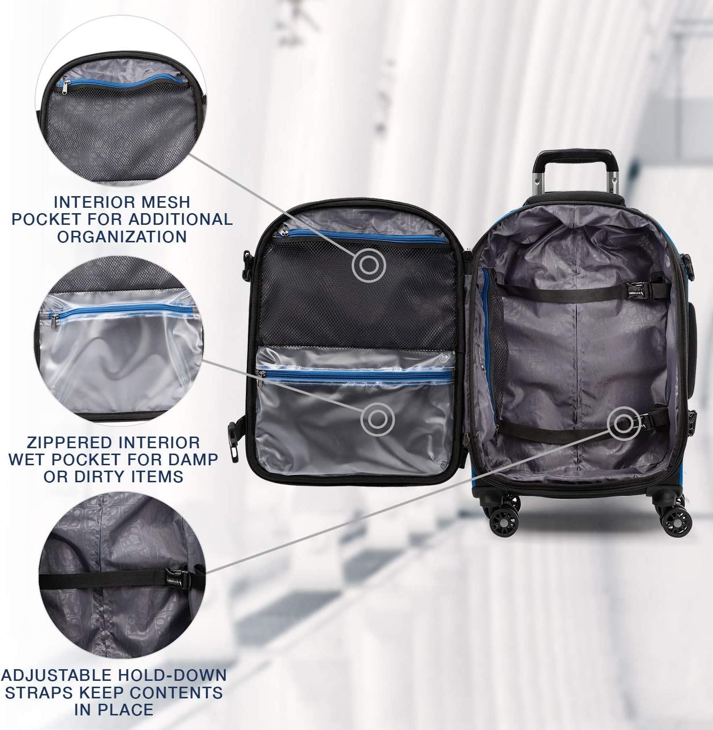 Bold-Softside Expandable Luggage with Spinner Wheels, Blue/Black, Carry-On 21-Inch