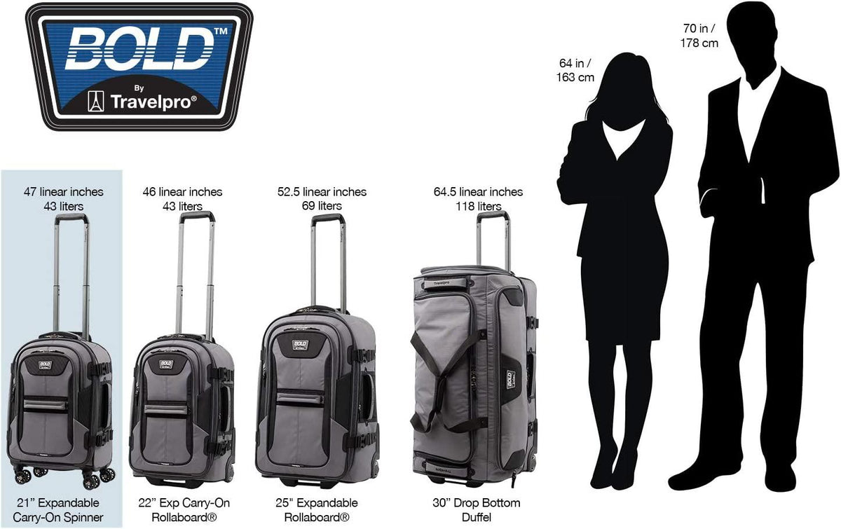 Bold-Softside Expandable Luggage with Spinner Wheels, Blue/Black, Carry-On 21-Inch