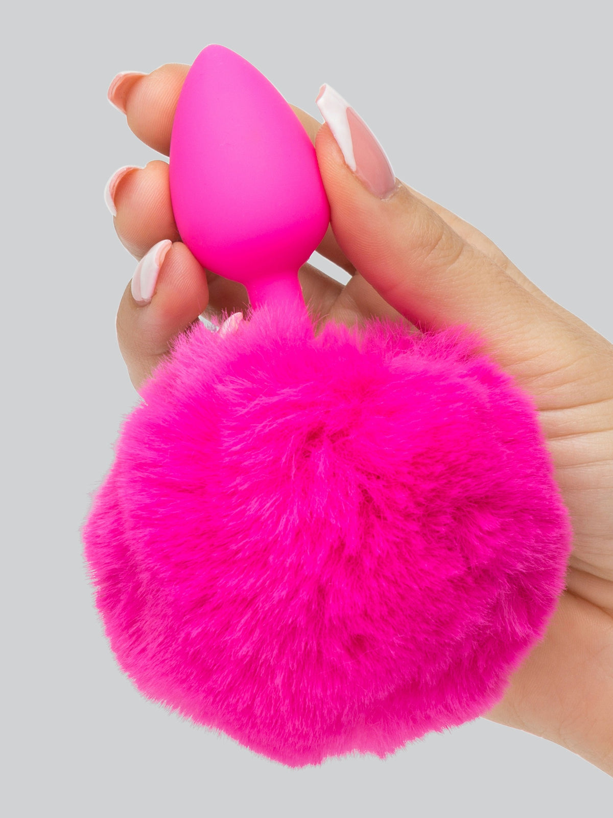Playful Silicone Small Bunny Tail Butt Plug, Pink