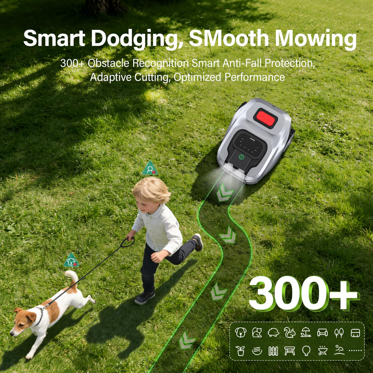 GS Robot Lawn Mower, Perimeter Wire RTK+ AI Vision Robotic Lawnmower for 0.25 Arce, Zero-EdCutting, Automated Mapping, APP Control, 3D Obstacle Avoidance, 60% Slope