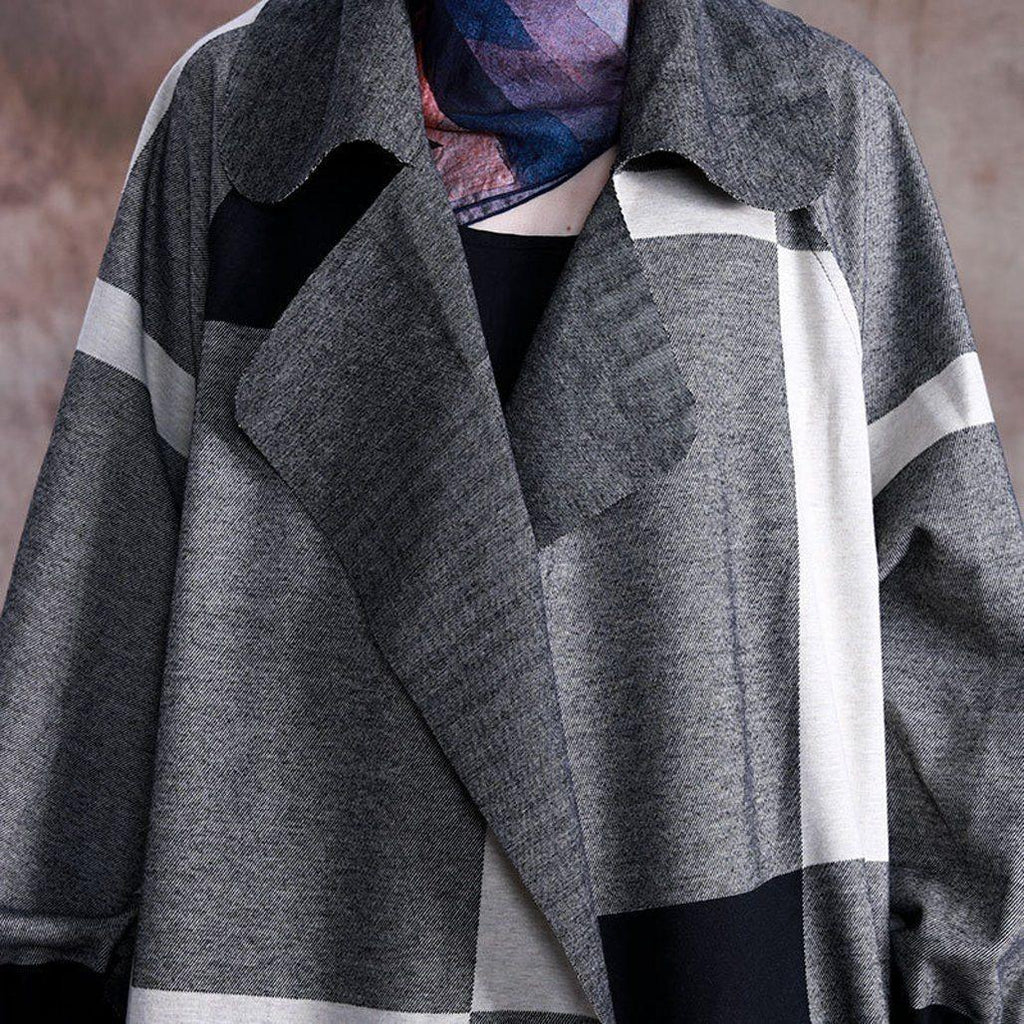 BABAKUD Autumn Casual Plaid Women's Wool Maxi Coat