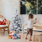 Lucky Buy, Decorate 3.5ft Faux Flocked Christmas Tree with Pine Cones for Christmas Décor