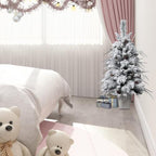 Lucky Buy, Decorate 3.5ft Faux Flocked Christmas Tree with Pine Cones for Christmas Décor